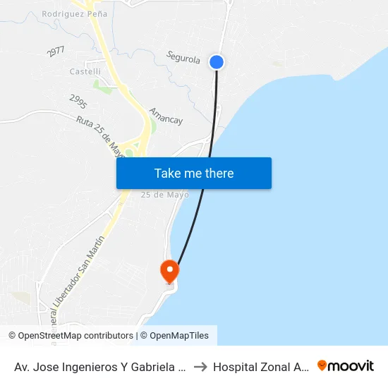 Av. Jose Ingenieros Y Gabriela Mistral to Hospital Zonal Alvear map