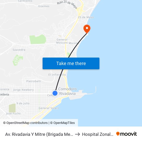 Av. Rivadavia Y Mitre (Brigada Mecanizada Ix) to Hospital Zonal Alvear map