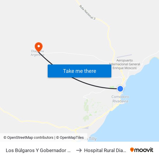 Los Búlgaros Y Gobernador Moyano (Fed. Deportiva) to Hospital Rural Diadema Argentina map