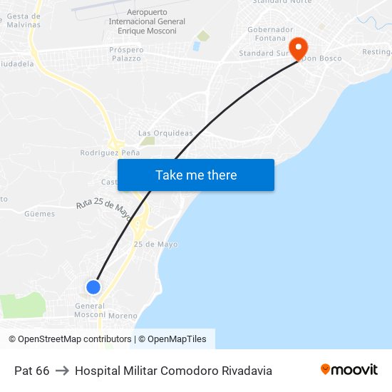 Pat 66 to Hospital Militar Comodoro Rivadavia map