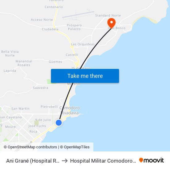 Ani Grané (Hospital Regional) to Hospital Militar Comodoro Rivadavia map