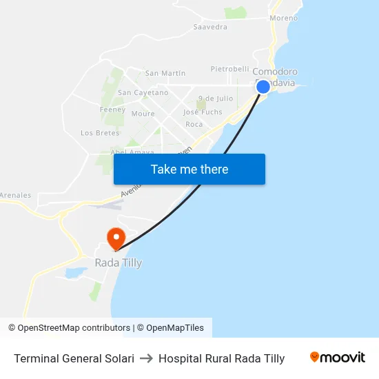 Terminal General Solari to Hospital Rural Rada Tilly map