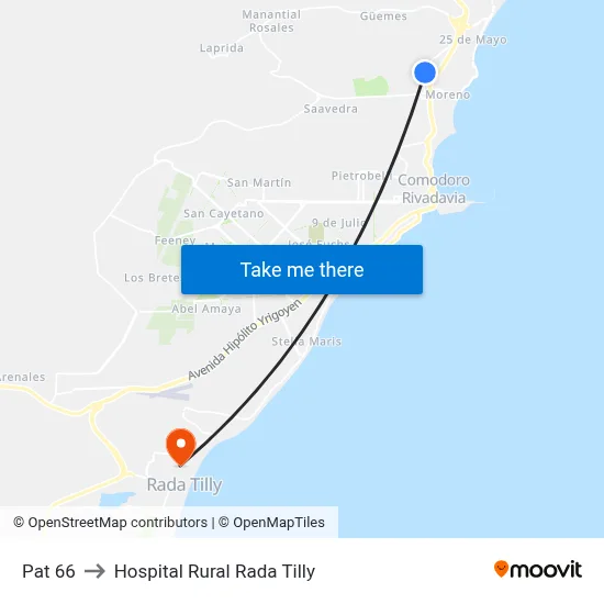 Pat 66 to Hospital Rural Rada Tilly map