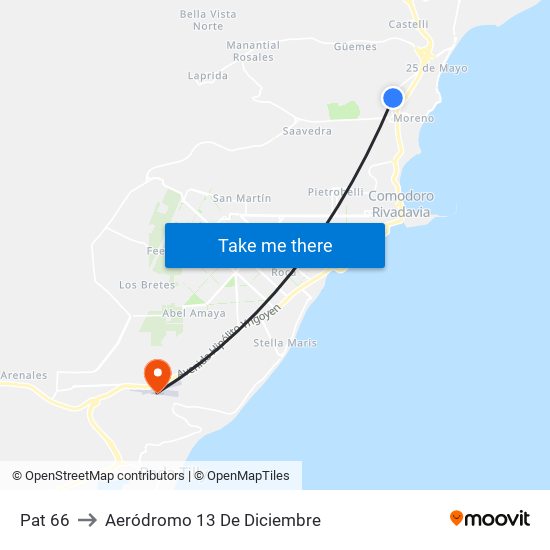 Pat 66 to Aeródromo 13 De Diciembre map