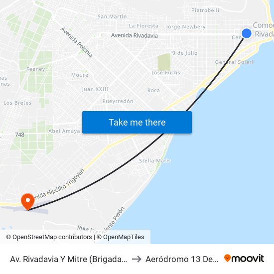 Av. Rivadavia Y Mitre (Brigada Mecanizada Ix) to Aeródromo 13 De Diciembre map