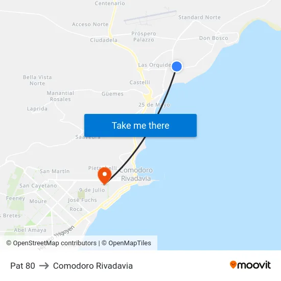 Pat 80 to Comodoro Rivadavia map