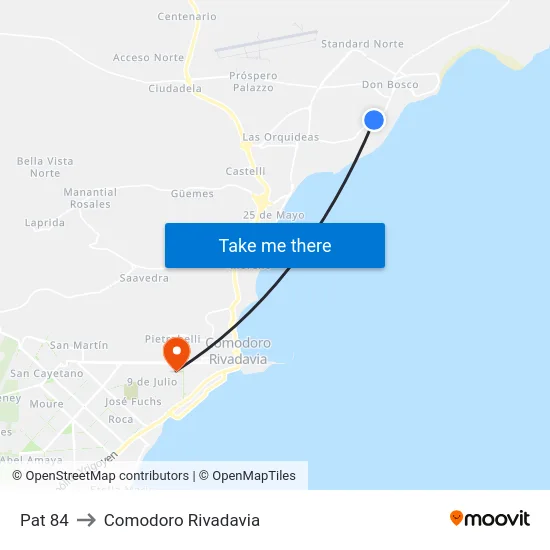 Pat 84 to Comodoro Rivadavia map