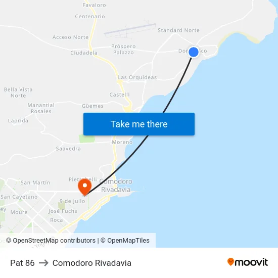 Pat 86 to Comodoro Rivadavia map