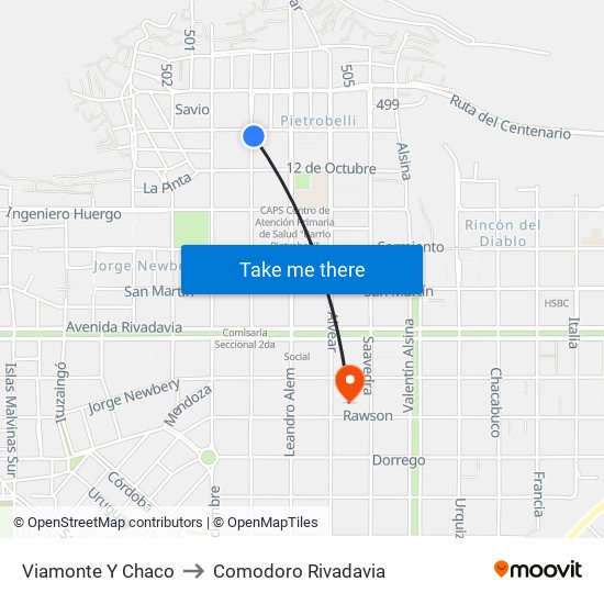 Viamonte Y Chaco to Comodoro Rivadavia map