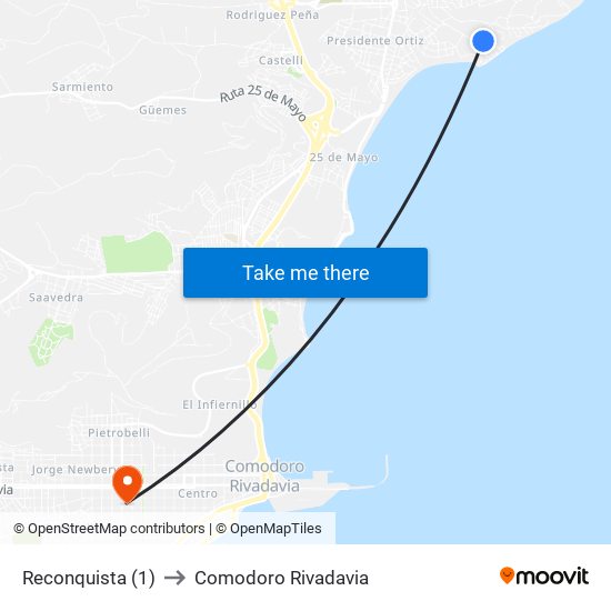 Reconquista (1) to Comodoro Rivadavia map