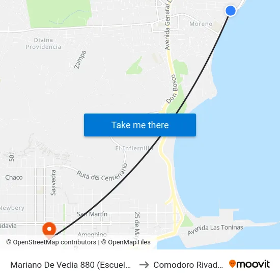 Mariano De Vedia 880 (Escuela 146) to Comodoro Rivadavia map