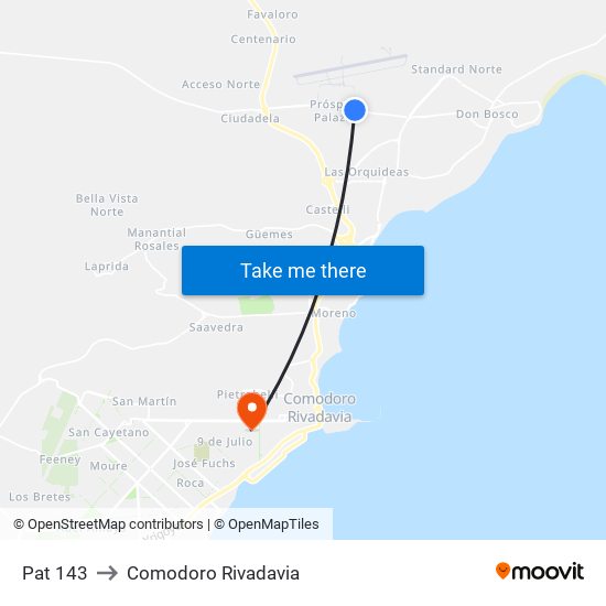 Pat 143 to Comodoro Rivadavia map