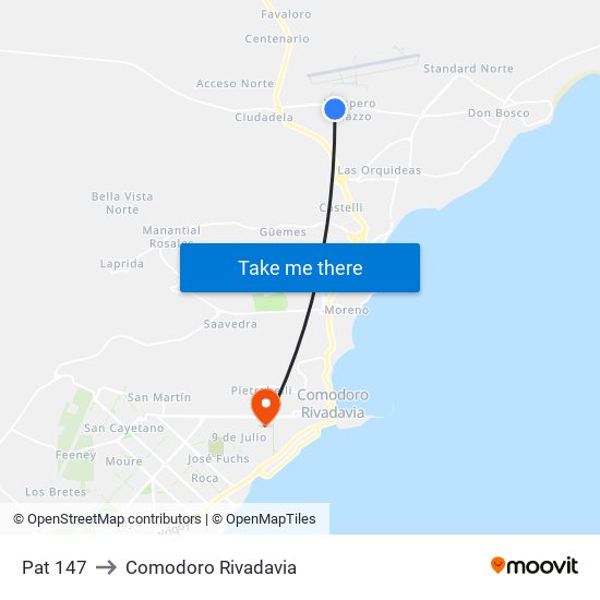 Pat 147 to Comodoro Rivadavia map