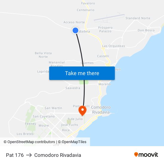 Pat 176 to Comodoro Rivadavia map