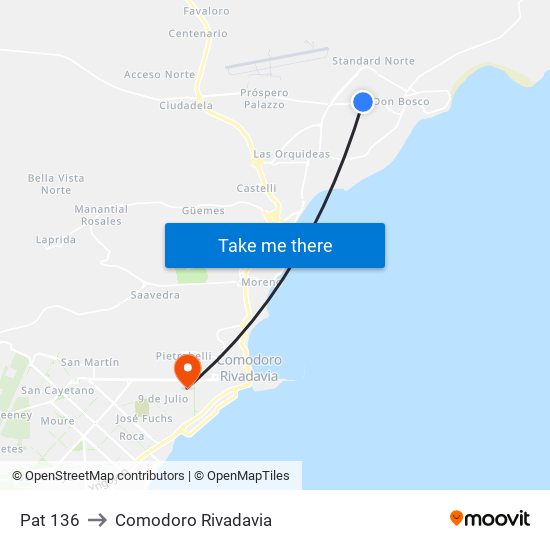 Pat 136 to Comodoro Rivadavia map