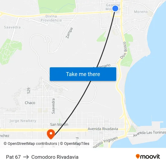 Pat 67 to Comodoro Rivadavia map