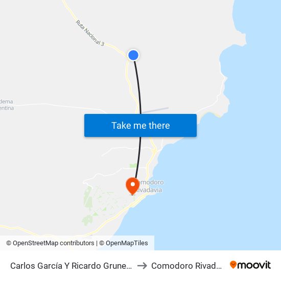 Carlos García Y Ricardo Gruneisen to Comodoro Rivadavia map