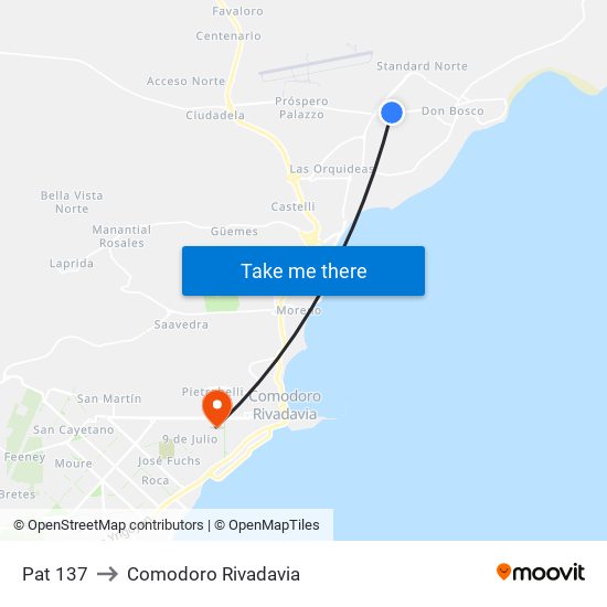 Pat 137 to Comodoro Rivadavia map