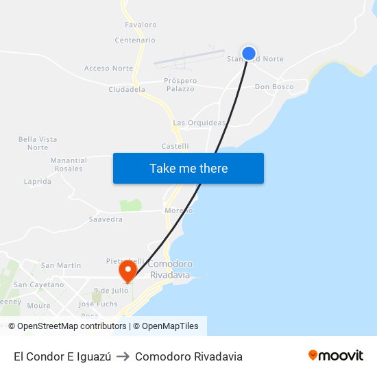 El Condor E Iguazú to Comodoro Rivadavia map