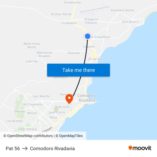 Pat 56 to Comodoro Rivadavia map