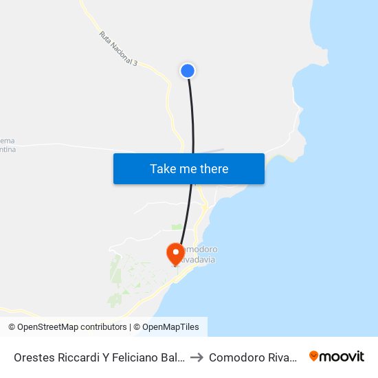 Orestes Riccardi Y Feliciano Balbuena to Comodoro Rivadavia map