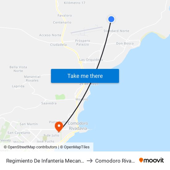 Regimiento De Infantería Mecanizada 8 to Comodoro Rivadavia map