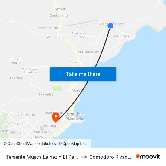 Teniente Mujica Lainez Y El Palmar to Comodoro Rivadavia map