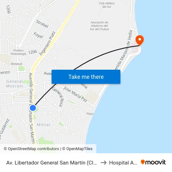 Av. Libertador General San Martín (Club Huergo) to Hospital Alvear map