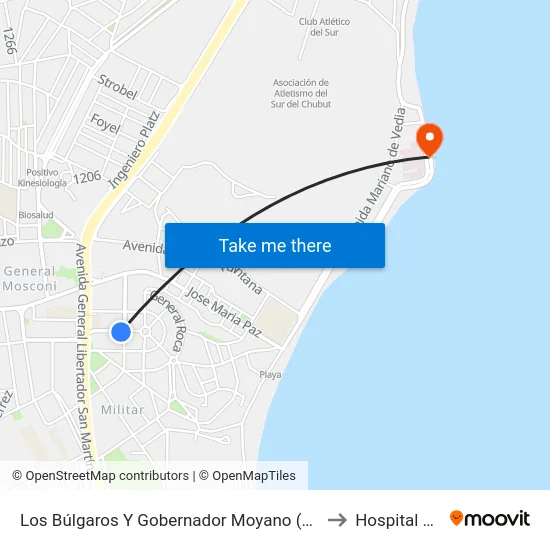 Los Búlgaros Y Gobernador Moyano (Fed. Deportiva) to Hospital Alvear map