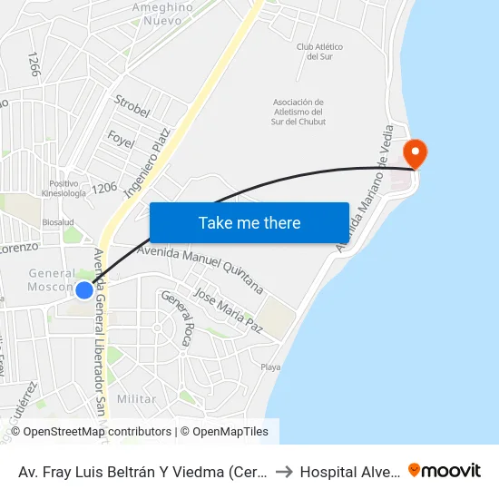 Av. Fray Luis Beltrán Y Viedma (Ceret) to Hospital Alvear map