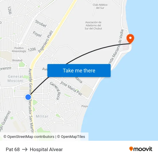 Pat 68 to Hospital Alvear map