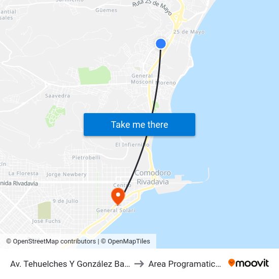 Av. Tehuelches Y González Balcarce to Area Programatica Sur map