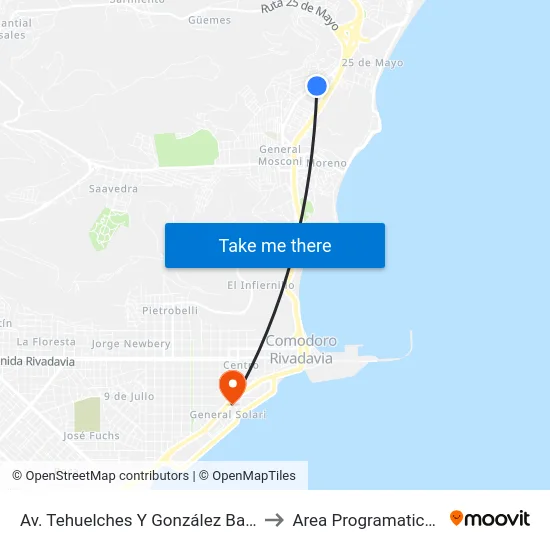 Av. Tehuelches Y González Balcarce to Area Programatica Sur map