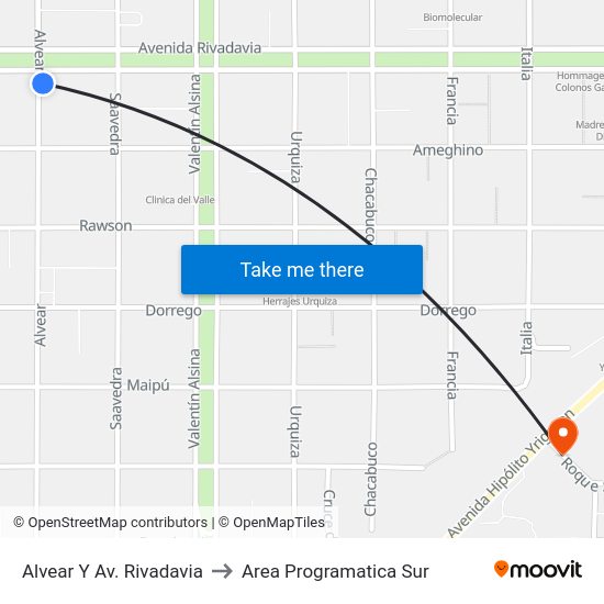 Alvear Y Av. Rivadavia to Area Programatica Sur map