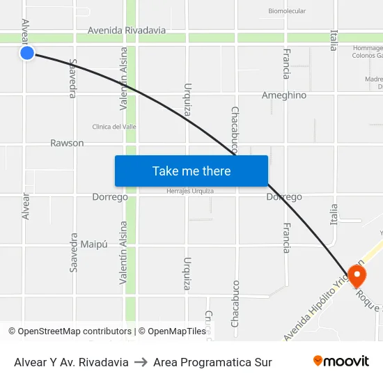 Alvear Y Av. Rivadavia to Area Programatica Sur map