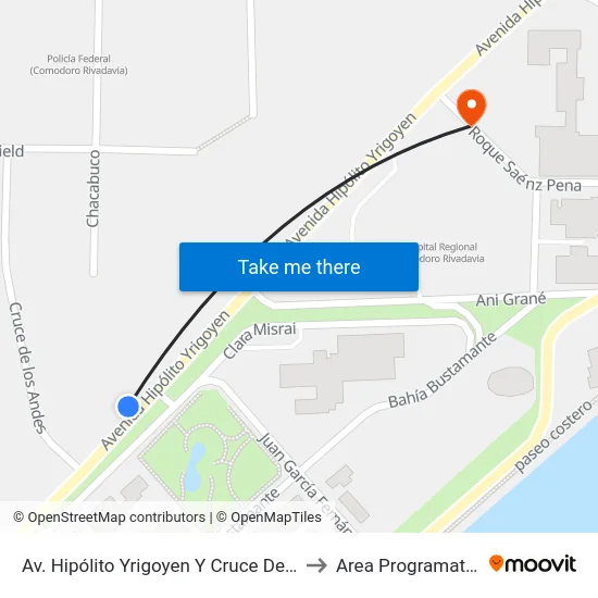 Av. Hipólito Yrigoyen Y Cruce De Los Andes to Area Programatica Sur map