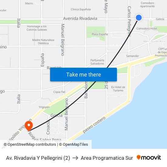 Av. Rivadavia Y Pellegrini (2) to Area Programatica Sur map