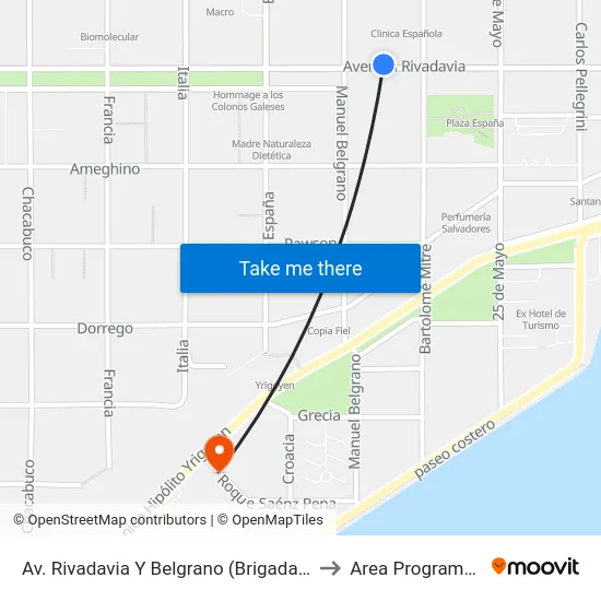 Av. Rivadavia Y Belgrano  (Brigada Mecanizada Ix) to Area Programatica Sur map