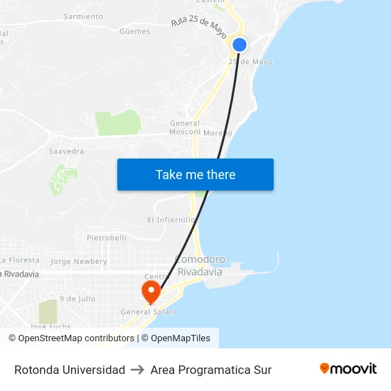 Rotonda Universidad to Area Programatica Sur map