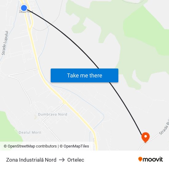 Zona Industrială Nord to Ortelec map