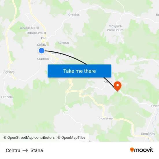 Centru to Stâna map