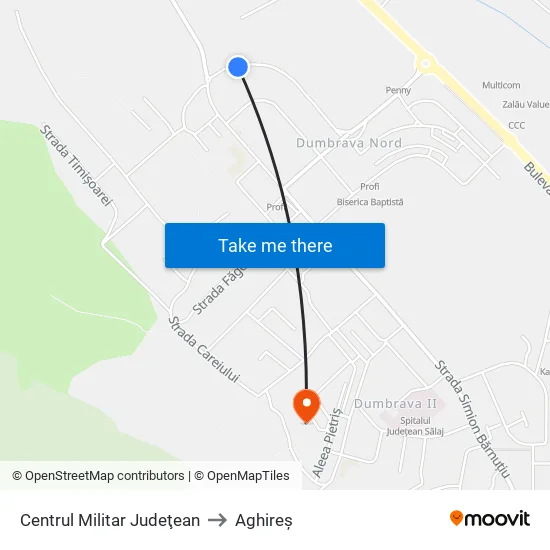 Centrul Militar Judeţean to Aghireș map