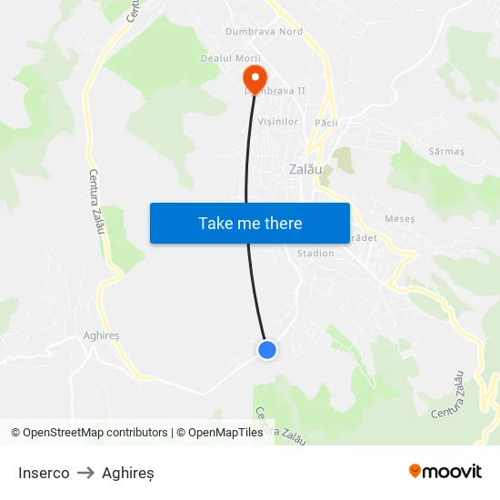 Inserco to Aghireș map