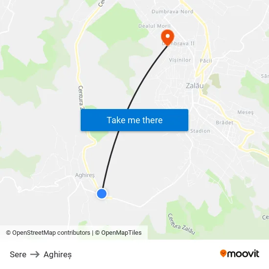 Sere to Aghireș map