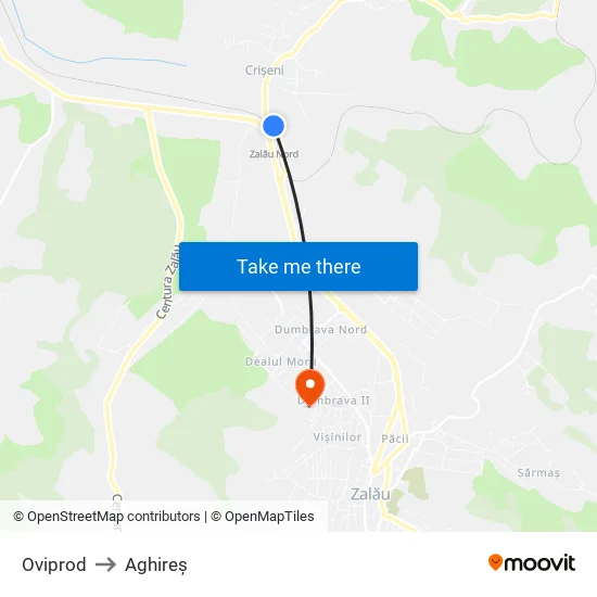 Oviprod to Aghireș map