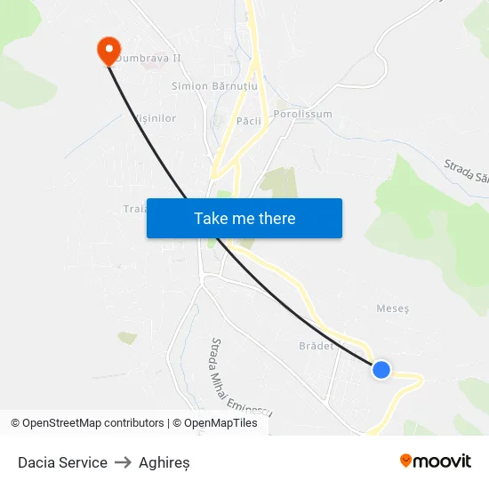 Dacia Service to Aghireș map