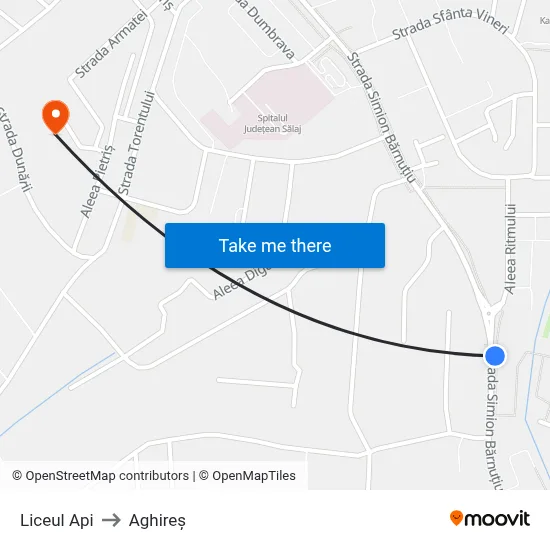 Liceul Api to Aghireș map