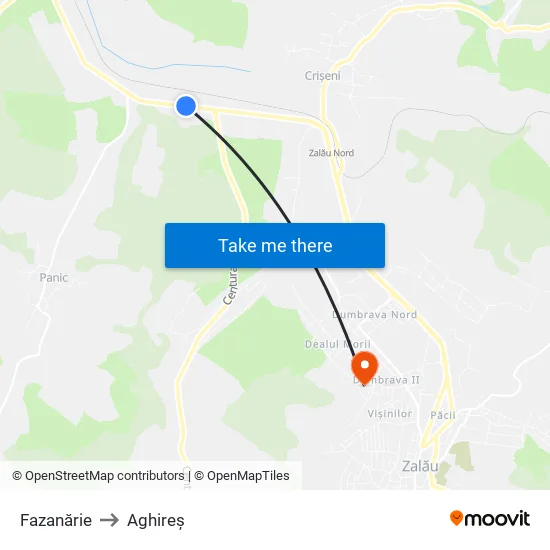 Fazanărie to Aghireș map