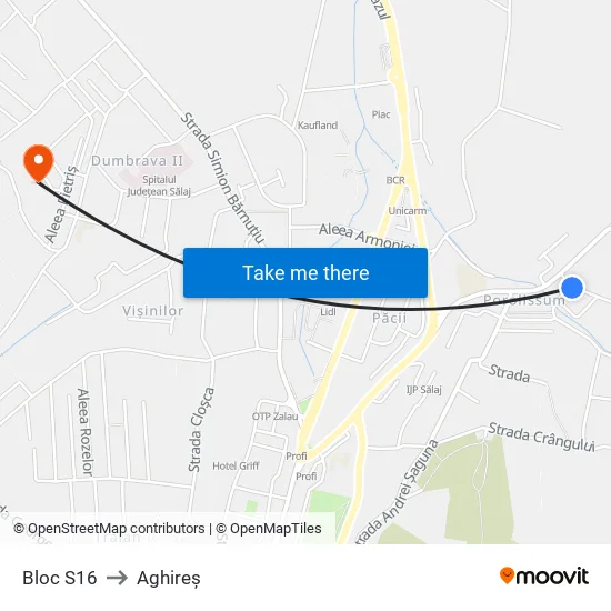 Bloc S16 to Aghireș map