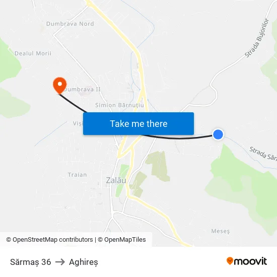 Sărmaș 36 to Aghireș map